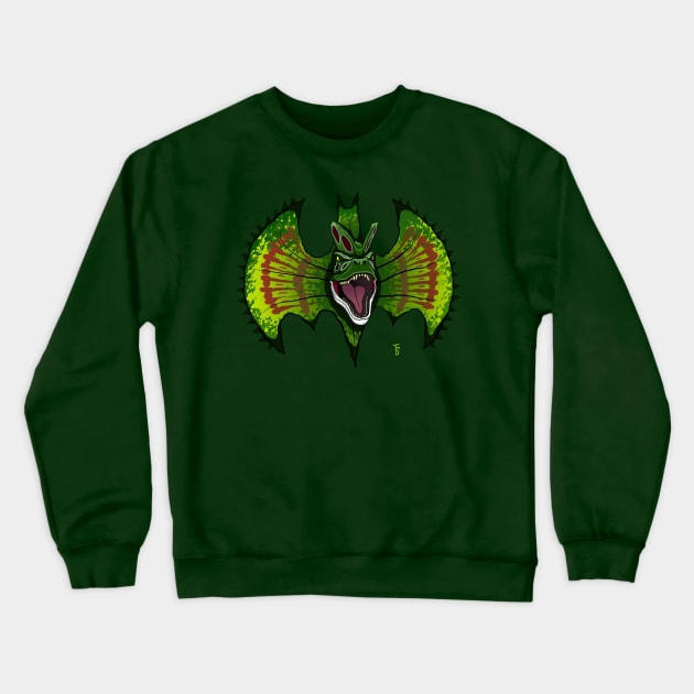 Spitting dinosaur bat symbol Crewneck Sweatshirt by tduffyworld